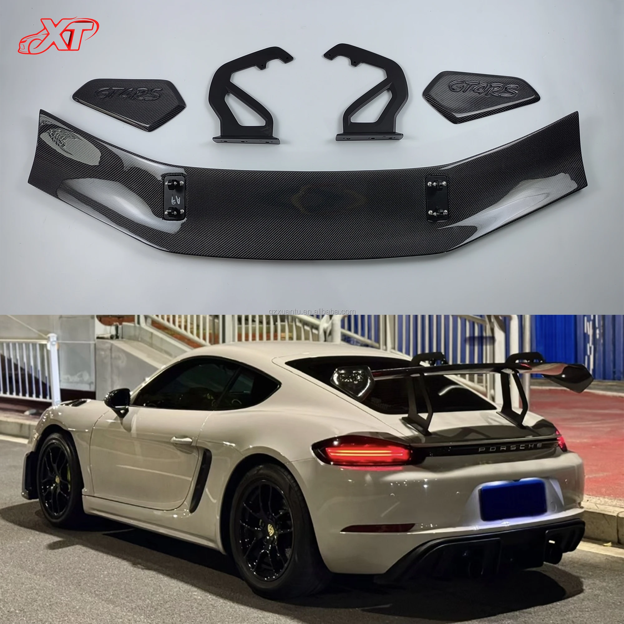 

RS Style Carbon Fiber Rear Trunk Wing GT4 Tail Spoiler Body Kit for Porsche Cayman 718 981 982 987 Boxster