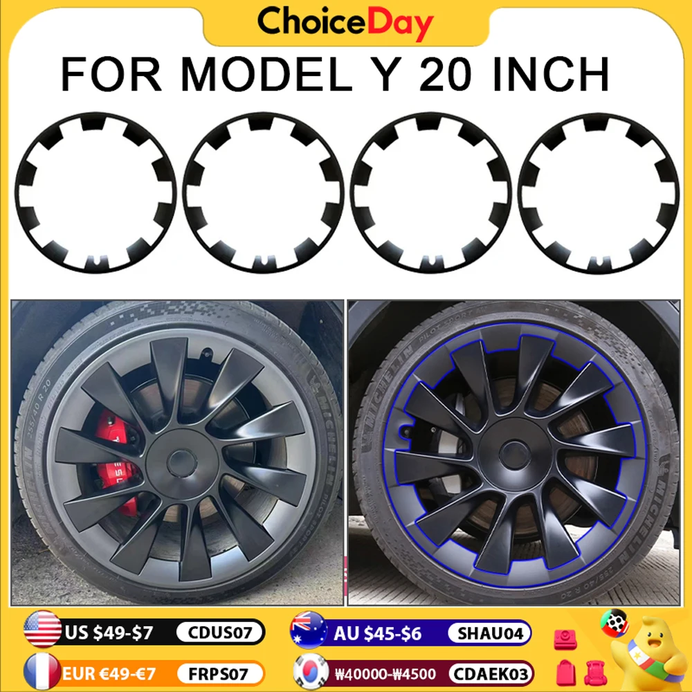 

For Tesla Model Y 20 Inch Rim Wheel Hub Protection Patch Protectors ABS Wheel Guard Covers Accessories Auto Exterior 2018-2024
