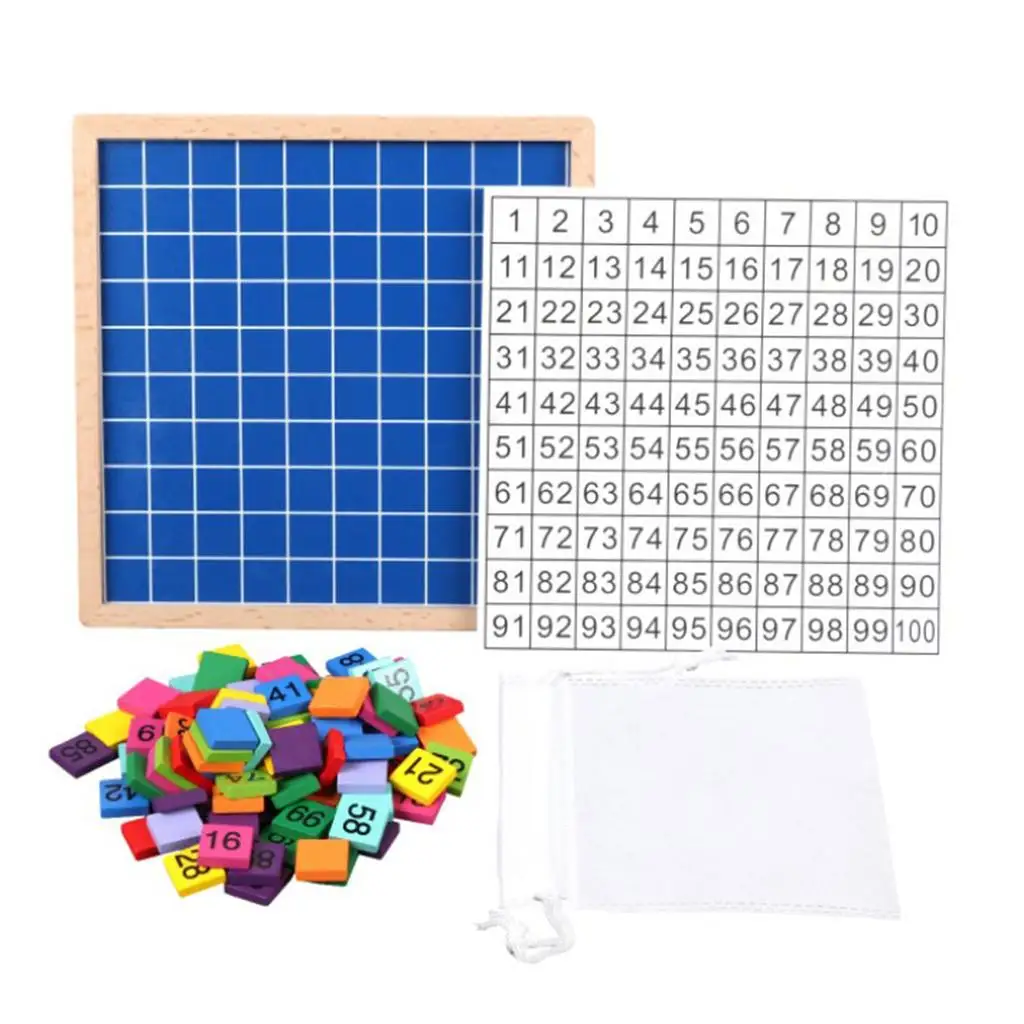 Math Toys Wooden Hundred Board Numbers Chart Montessori Educational Game for Kids Counting and Arithmetic Practice