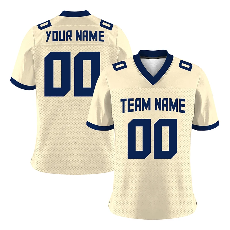 Creamy White American Football Shirts Custom Soccer Jersey 2022 2023 Super Match Rugby Sportwear Sublimation Blanks