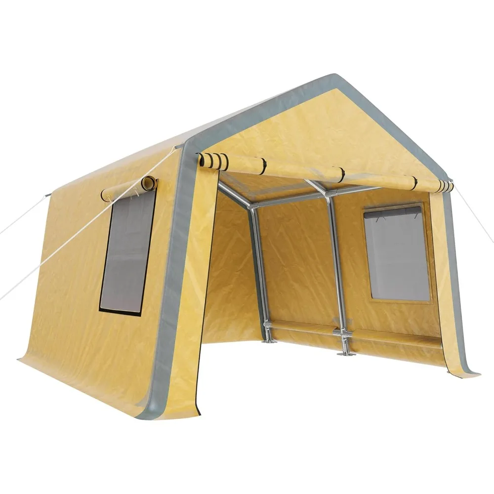 

Портативный гараж Carport 12x12, сверхмощный автомобильный навес с подвижными вентилируемыми окнами, съемными боковыми стенками и дверями, водонепроницаемая U