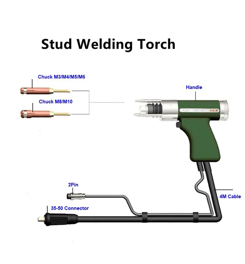 Stud Welding Torch , Stud Welding Gun Bolt Plate Welding Machine Accessories With 4M Cable