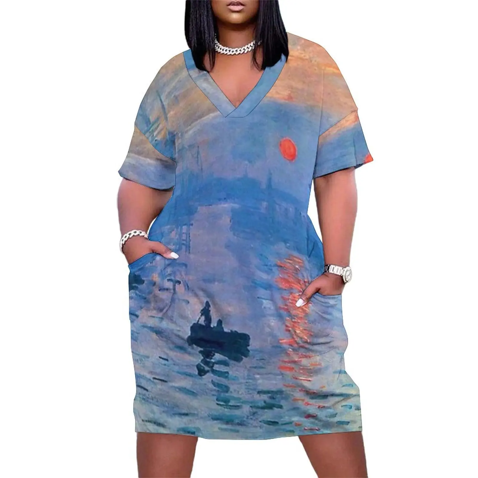 

Claude Monet - Impression, sunrise Loose Pocket Dress elegant women's sets dresses for woman 2025 Dresses gala Women's dresses