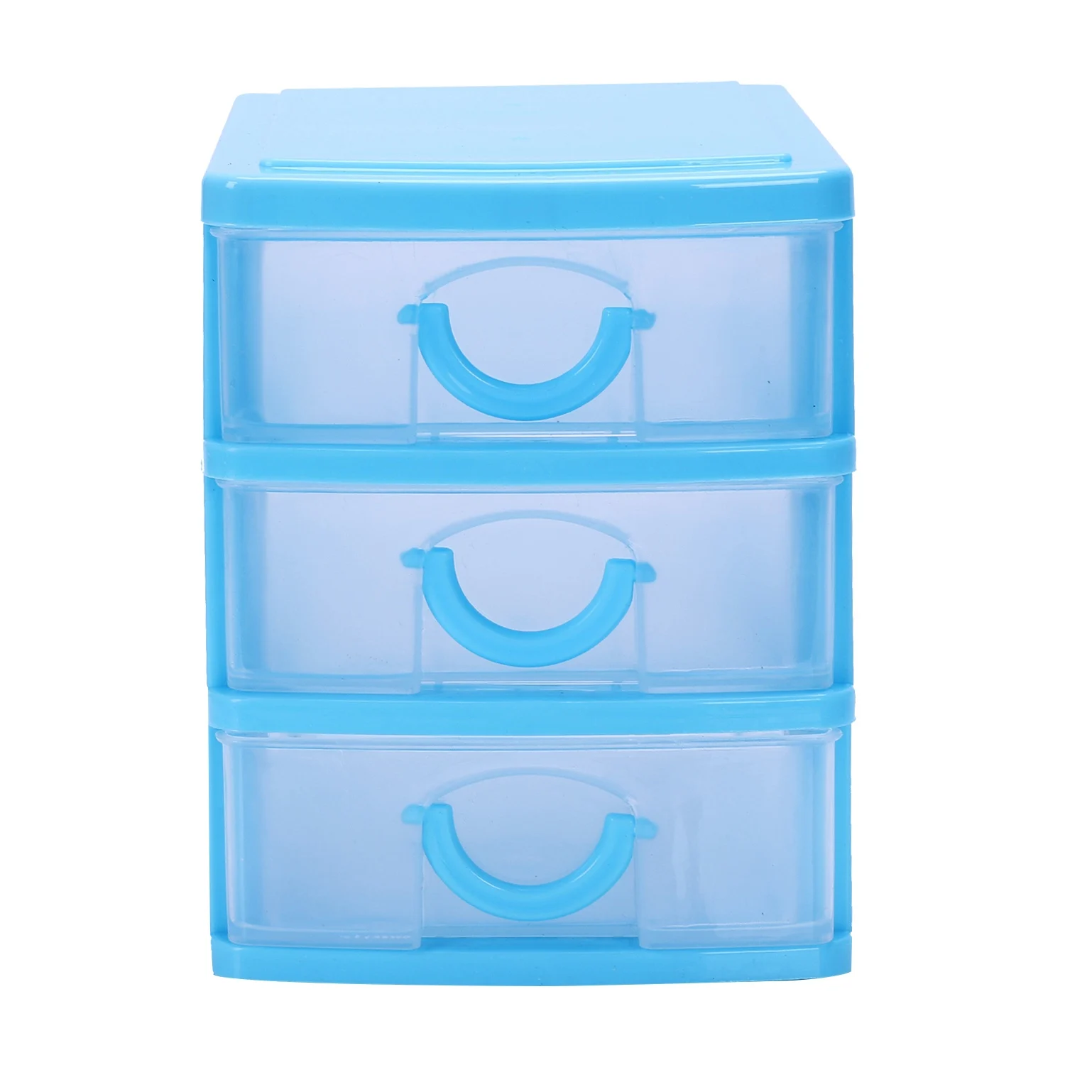 Mini translucent Drawer type plastic Storage Box（Blue 3 Layers）