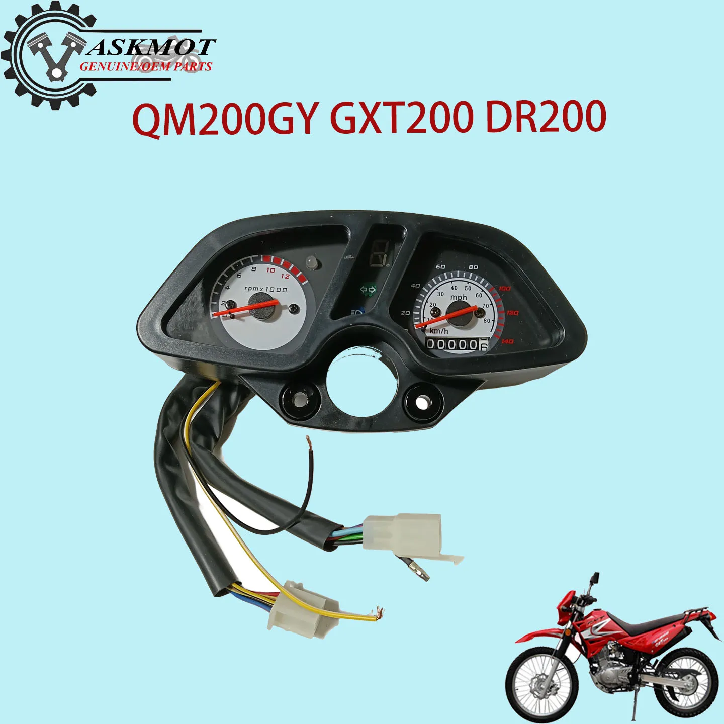 

Tachometer for QM200GY GXT200 DR200 Motorcycle Speedometer Gauge Replacement Part Accessory