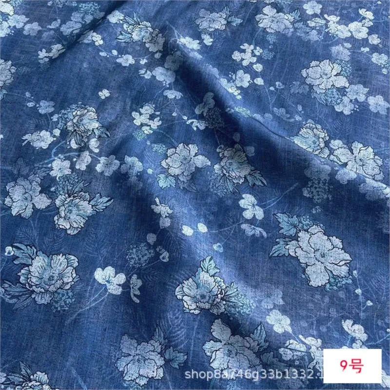 Summer digital printed matte double crepe silk fabric with drooping patterns shirt dress