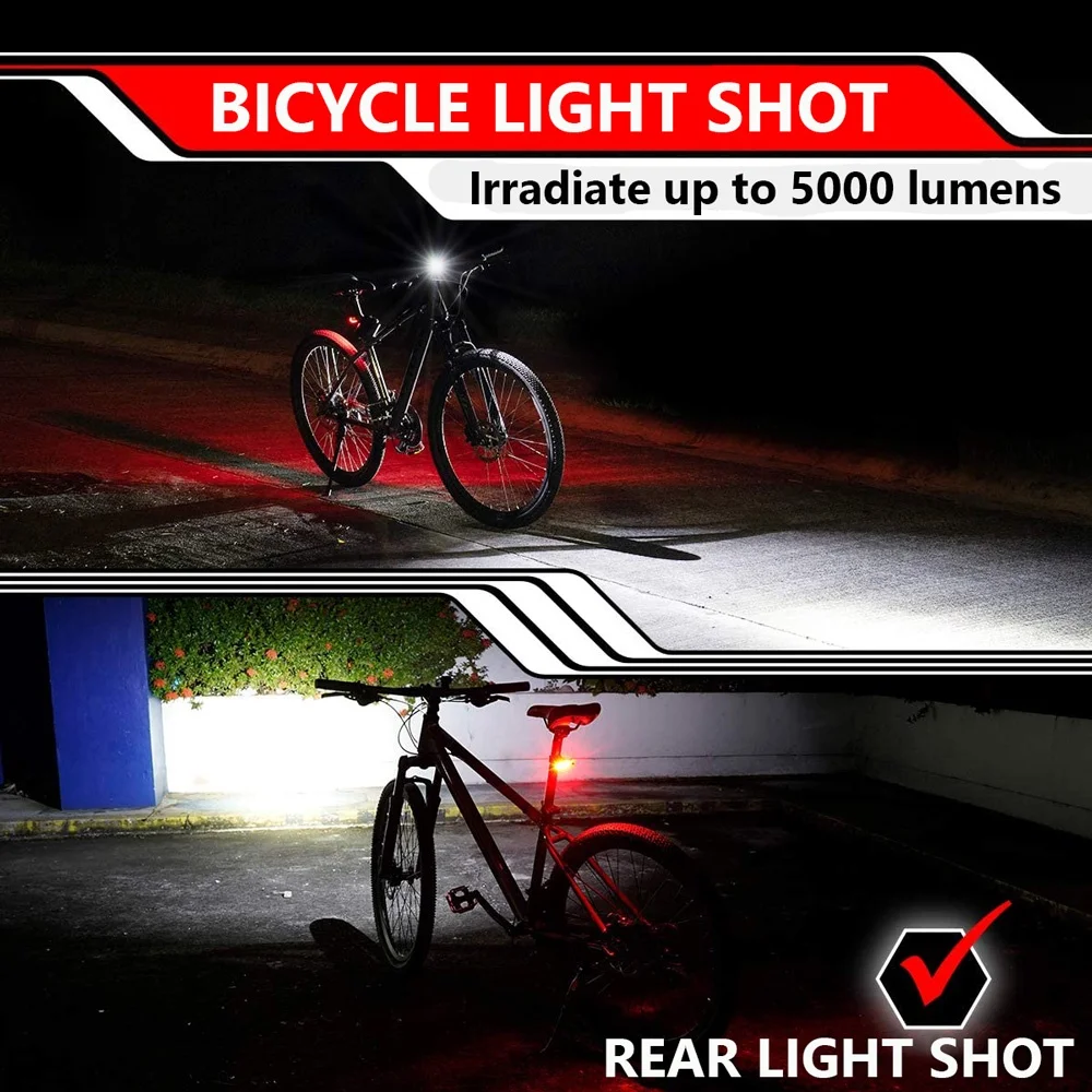 10000mAh 8 LED Bike Light Waterproof USB Rechargeable LED Bicycle Light 10000 Lumens Flashlights Riding Headlamp as Power Bank