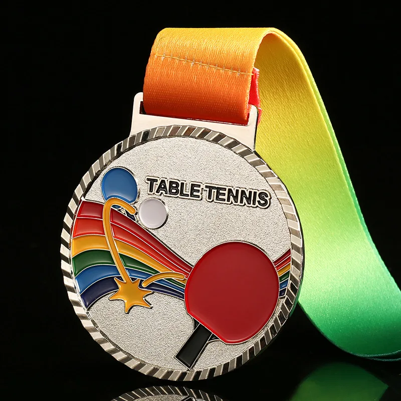 Customized Table Tennis Medal, Plating Metal Zinc Alloy Gold, Silver, Bronze, School Sports Game, Creative Souvenir Rewards, 1Pc