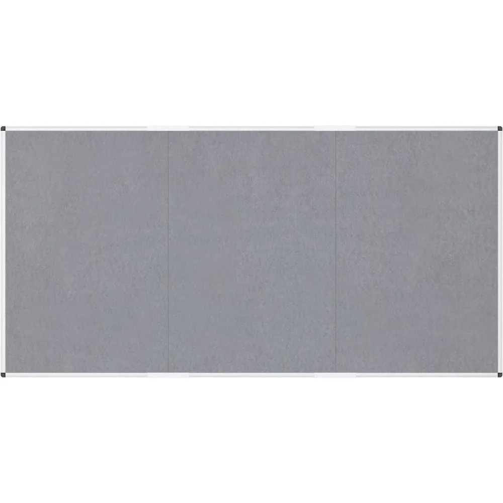 VIZ-PRO Large Fabric Bulletin Board/Foldable Notice Board Felt Gray, Silver Aluminium Frame