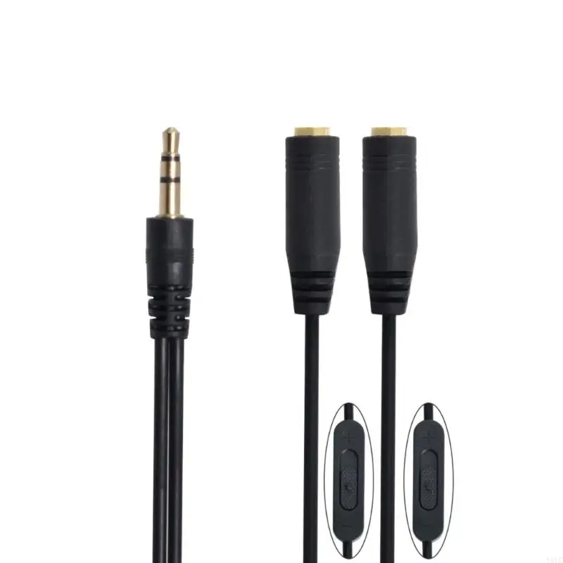 3.5mm Male to Double Female Auditory Cord Y Splitter Cable Line for Media Player