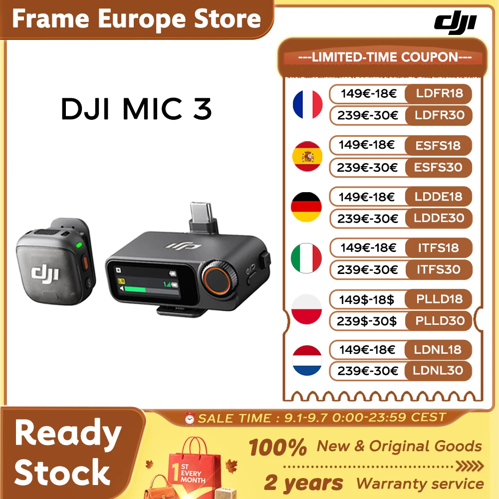 【LOCAL+】DJI Mic 3 Microphone Lavalier Sans Fil Ultraléger, Autonomie Étendue & Recharge Rapide, Transmission 400m, Réduction du Bruit, Vlog, Streaming