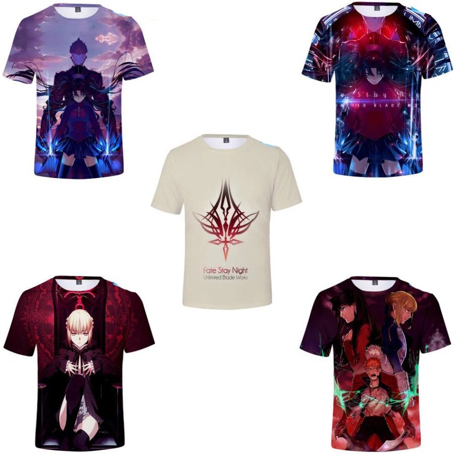 Anime Fate Stay Night T Shirt 3D Print Fate Grand Order Cosplay T-shirt Summer Short Sleeve Funny T Shirt Fate Zero Graphic Tees