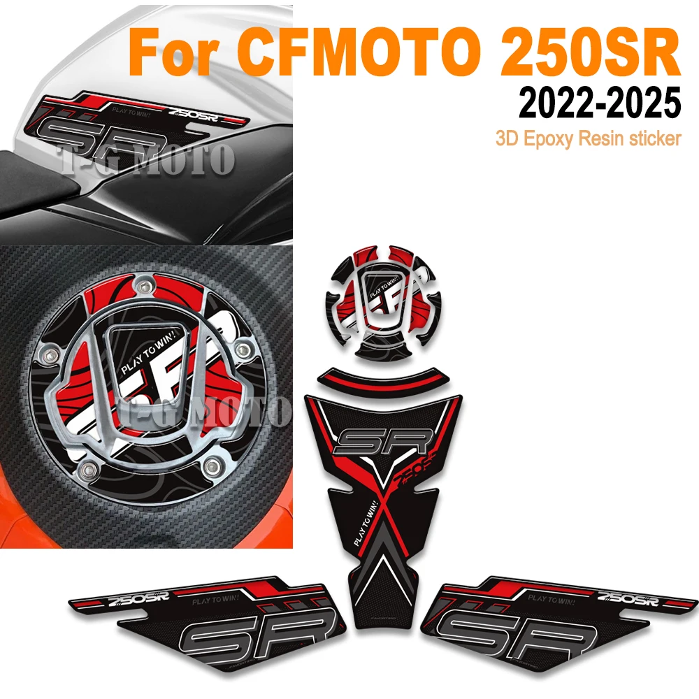 

For CFMOTO 250SR 250 SR 2022-2025 Motorcycle - 3D Epoxy Resin Fuel Tank Side Protection Pad Anti-Slip Knee Grip Stickers