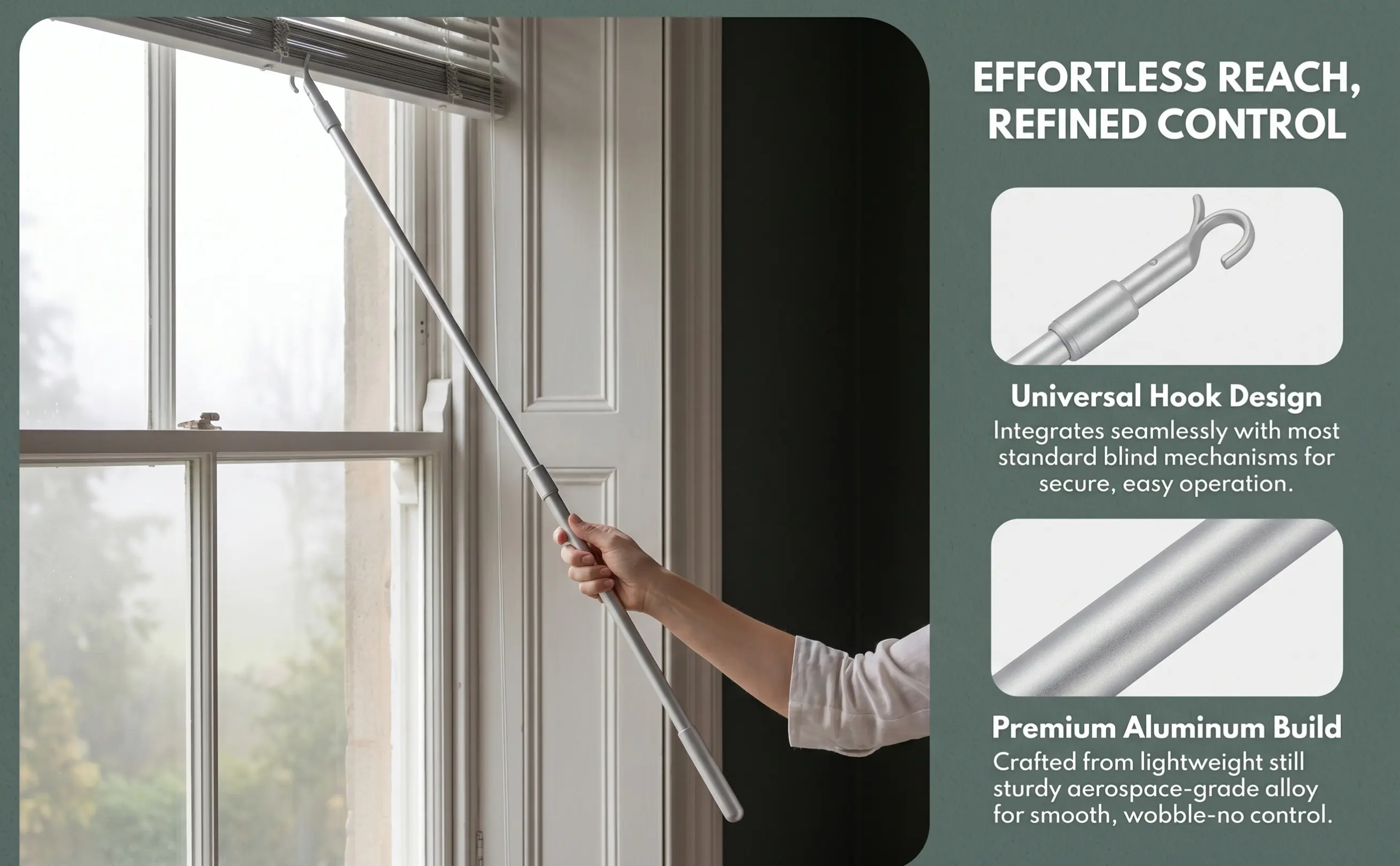 Aluminum Alloy Window Blind Wand Smooth Surface Vertical Blind Replacement Telescopic Rod Curtain Opener Accessory