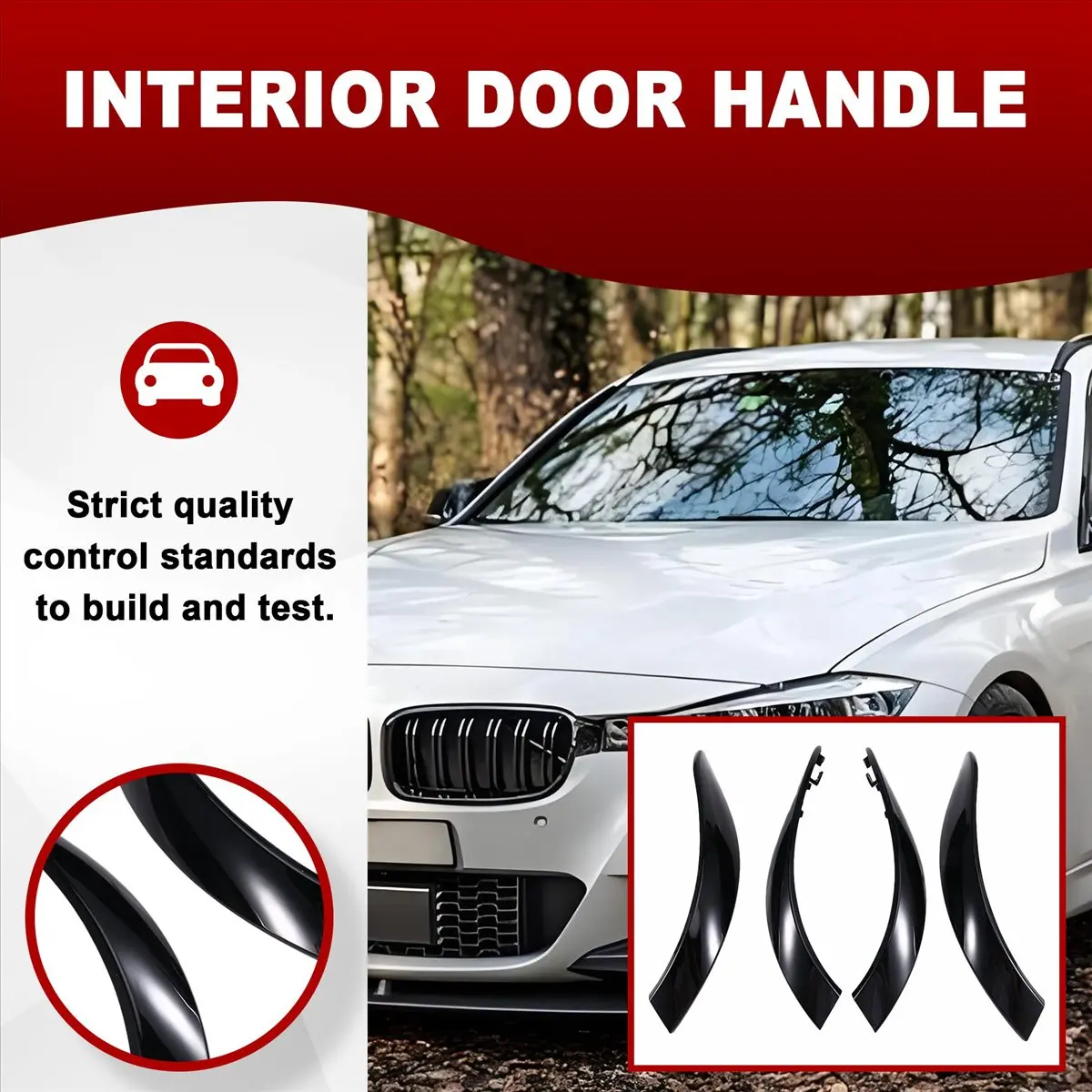 Super Sale Car Interior Door Panel Pull Trim Car Inner Handle Cover for BMW 3 4 Series F30 F80 F31 F32 F33 F34 Black
