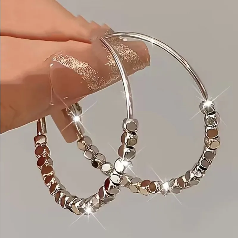 

Light luxury sparkling bead ring ear buckle exquisite niche design earrings fashionable and versatile accessories