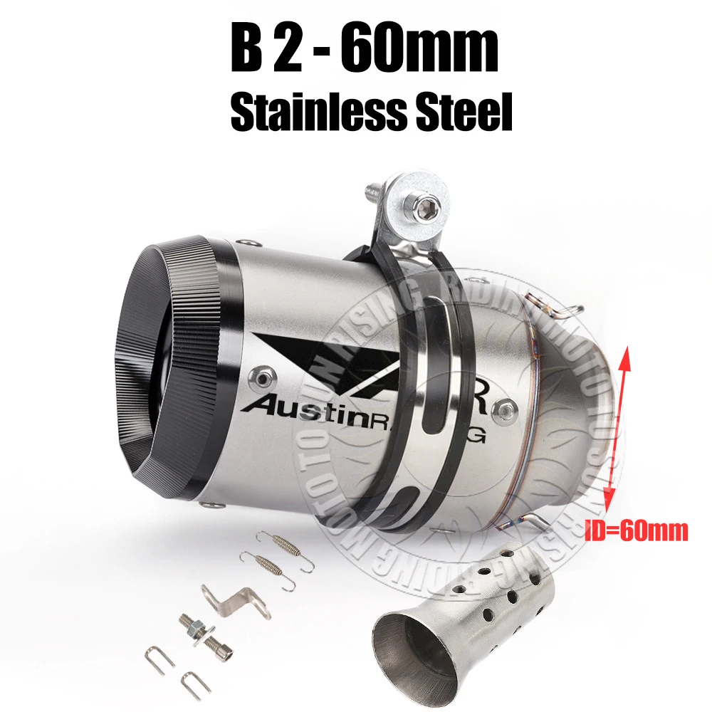 51mm 60mm Carbon/Stainless/Titanium AR Motorcycle Exhaust Muffler For Kawasaki Honda Yamaha KTM CF Suzuki Ktm Bmw etc Tail Pipe image 3