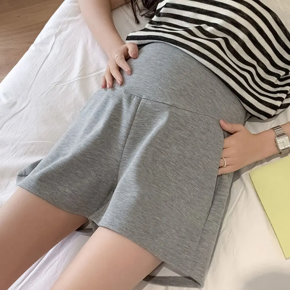 

High Waist Pregnant Woman Belly Pants Breathable XL/XXL Pregnancy Trousers Stretchy with Pockets Maternity Wide Legs Shorts