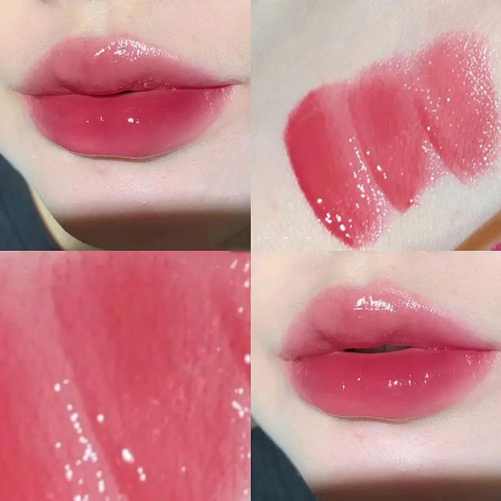 Glänzender Lippenstift Spiegel Glas Gelee Lippenstift Farbent wicklung Schönheit Make-up lang anhaltende Meer Gesundheit Rose c2c9