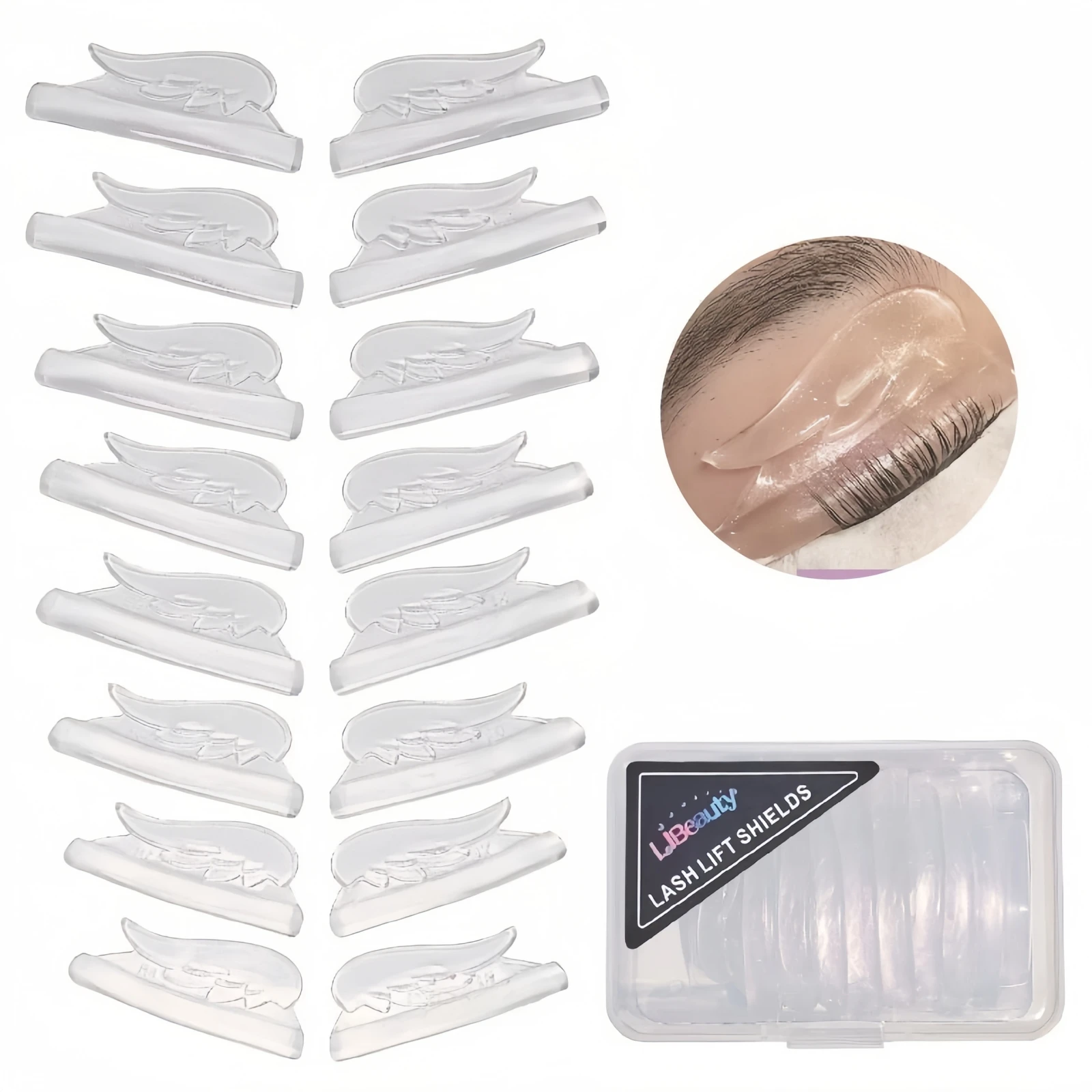 Libeauty Lash Lift Shield 16 Pcs/8 Sizes Reusable Silicone Rods Reusable Lash Lift Pads For Eyelash Stretching and Curling Tool