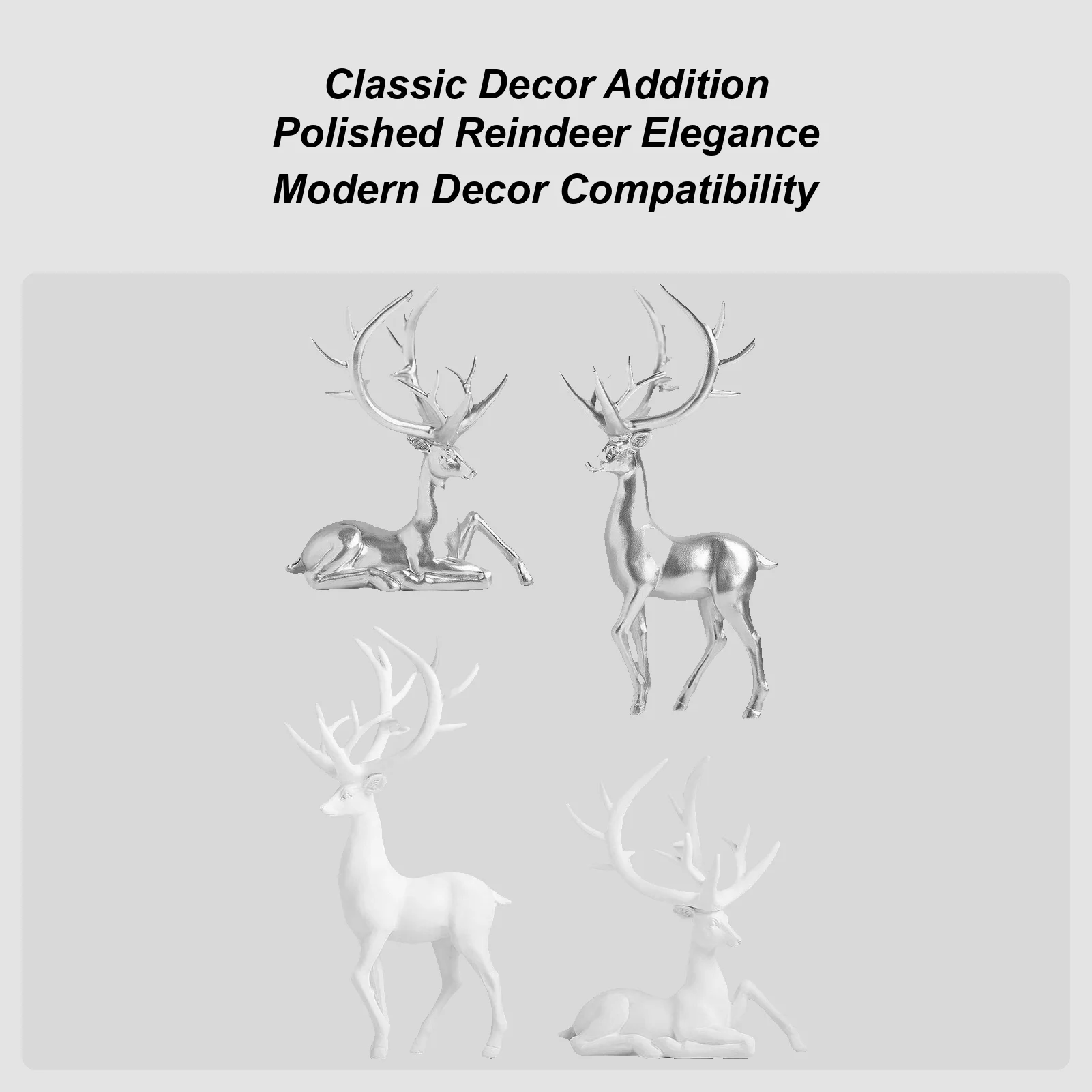Deer Figurine Resin Christmas Table Centerpieces 2-Piece Reindeer Sculpture Tabletop Decor Set For Desktop Mantle Fireplace