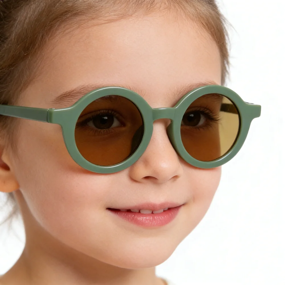 New Fashion Round Frame Candy Colored Sunglasses for Baby Retro Solid Color Uv Protection Round Convenience Glasses for Children