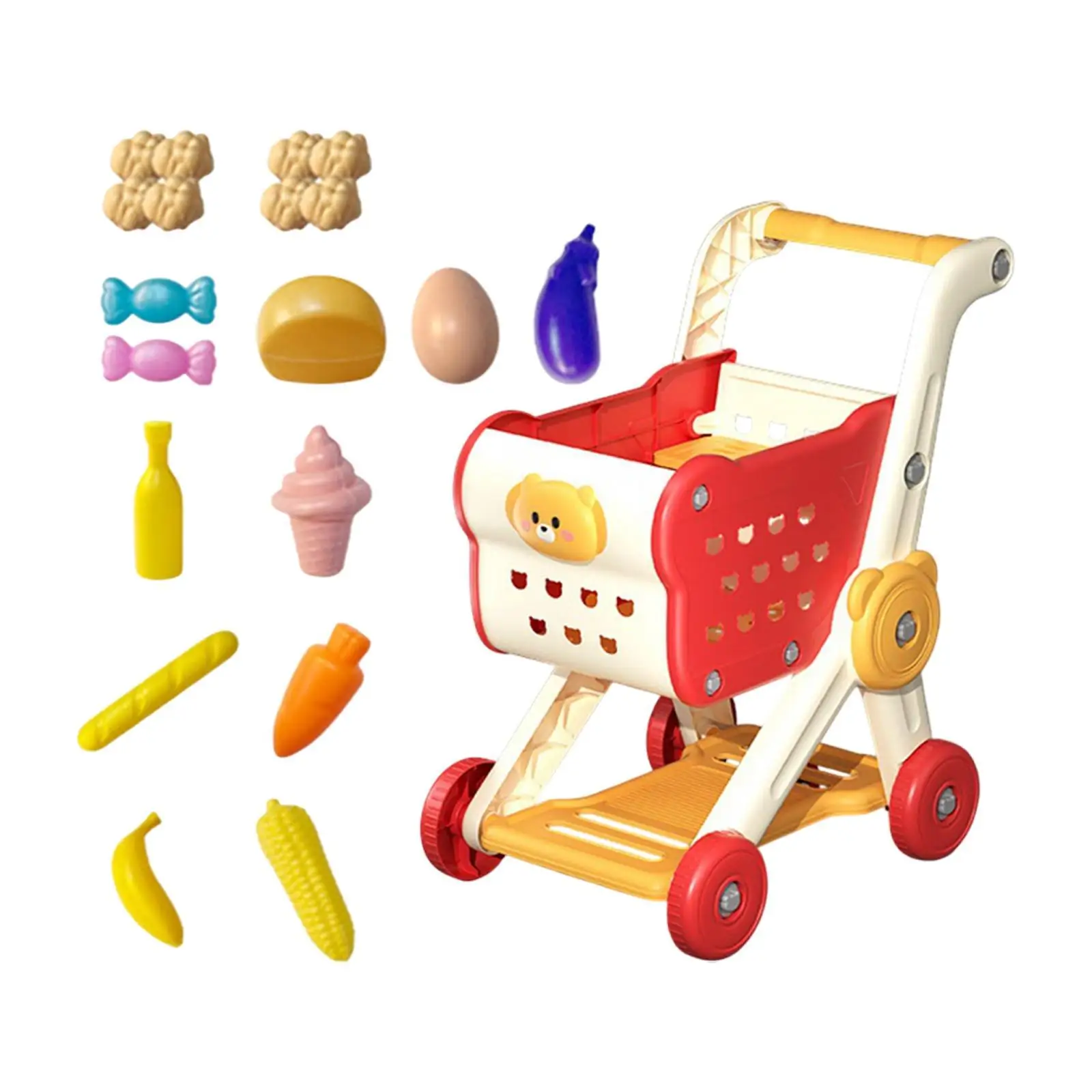 

Kids Shopping Cart Playing Pretend Games Interactive Desk Storage Toys