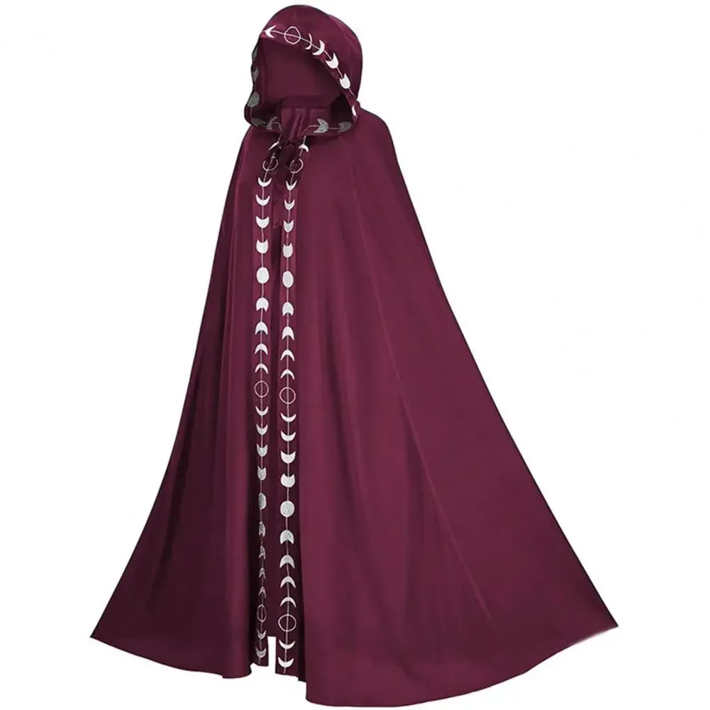 Imagem -02 - Fantasia Unissex de Cosplay de Gola Mandarim Capa com Cordões com Estampa da Lua Extra Longa Capa Medieval para Mulher Manto para Halloween