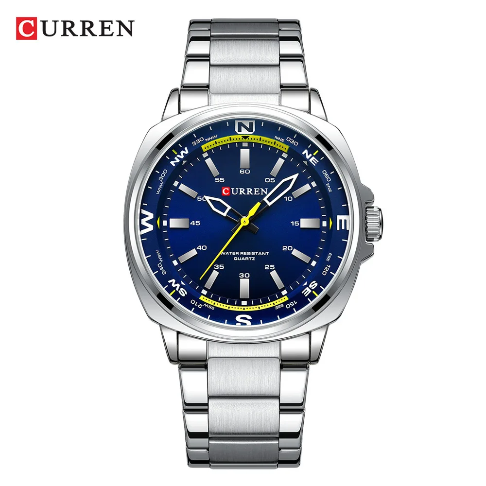 CURREN 8455 Herren-Quarzuhr, großes Zifferblatt, wasserdichtes Edelstahlarmband, lässige Business-elegante Uhren für Herren, reloj hombre 4