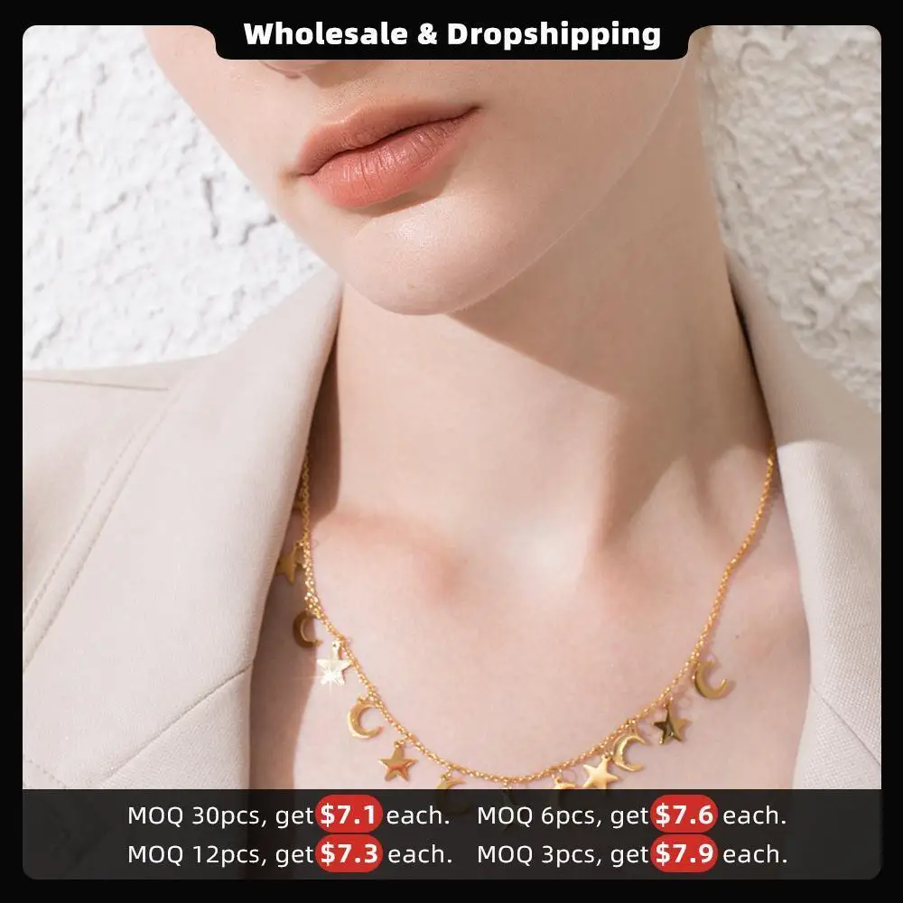 ENFASHION Star & Moon Choker Necklace Women Stainless Steel Chain Pendants Necklaces Fashion Femme Jewelry Collares PM193014