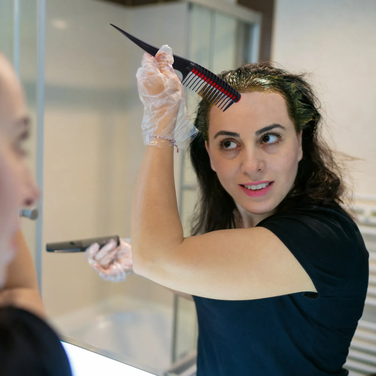 

1Pcs Hair Dye Comb Detachable Roller Plastic Material Long Handle Salon Barber Home Dyeing Tail Comb Gentle Massage Styling Tool