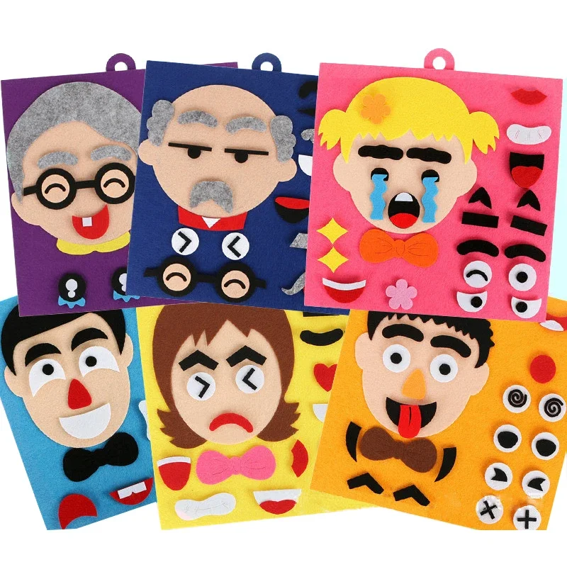 Puzzle Felt Non-woven Fabric Early Childhood Education for Children Manual DIY Cognitive Facial Expression Stickers