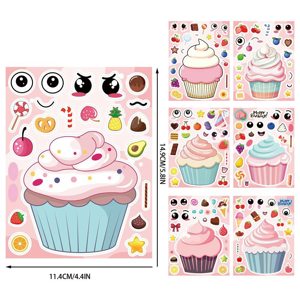 8/16 ورقة جعل وجه الكعك لغز ملصقات لطيف الكرتون الإبداعية تجميع بانوراما DIY الشارات مضحك الطرف الديكور لعبة هدية