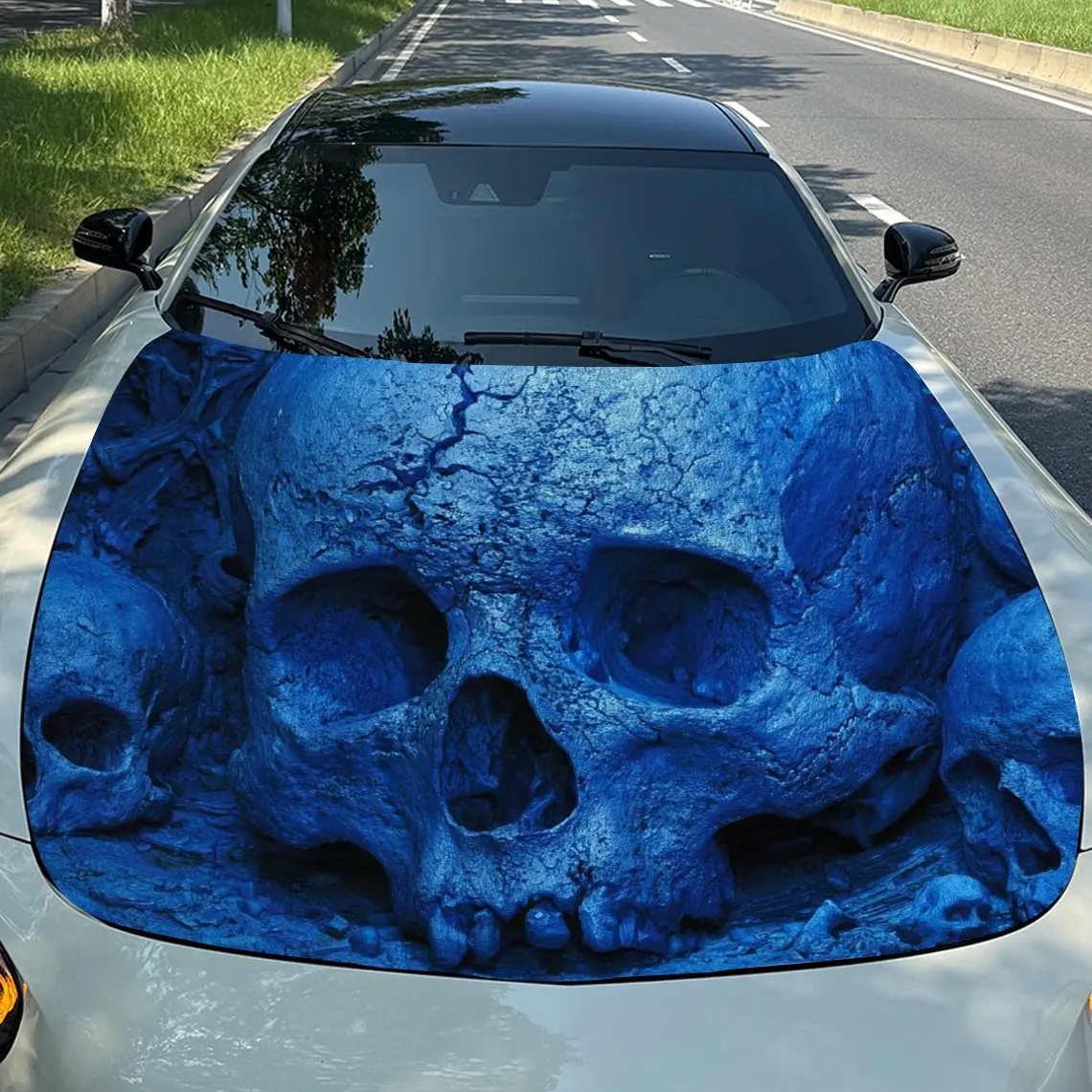 

Gothic Skull Car Hood Sticker-Durable Vinyl Film, Water-resistant And Easy To Tear Off, Suitable For All Car Models -Car Parts G