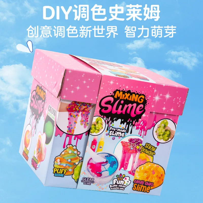 DIY Crystal Mud Slime Kit Fluffy Clear Educational Stress Relief Sensory Toy for Kids Girls Boys Birthday Gift
