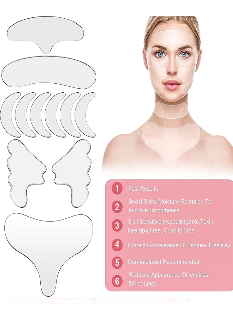 Wielokrotnego użytku silikonowa podkładka przeciwzmarszczkowa łatka do usuwania zmarszczek na szyję łatka do usuwania zmarszczek twarzy Lift skóry Anti-Aging narzędzia do pielęgnacji twarzy — zdjęcie 2