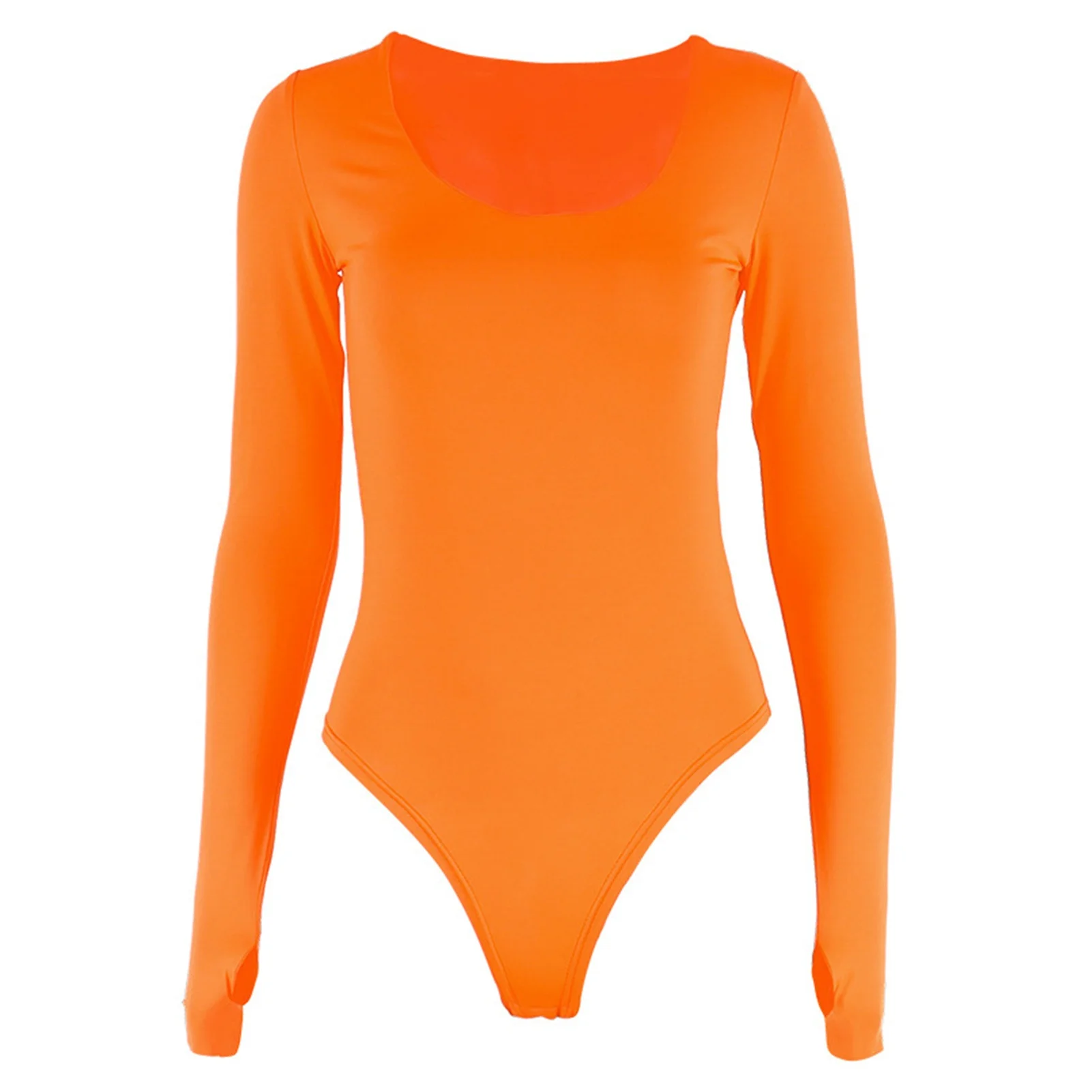 

Women Long Sleeve Bodysuit Fashionable Charming Slim Fitting Body Leotard for Dancing S/M/L Orange