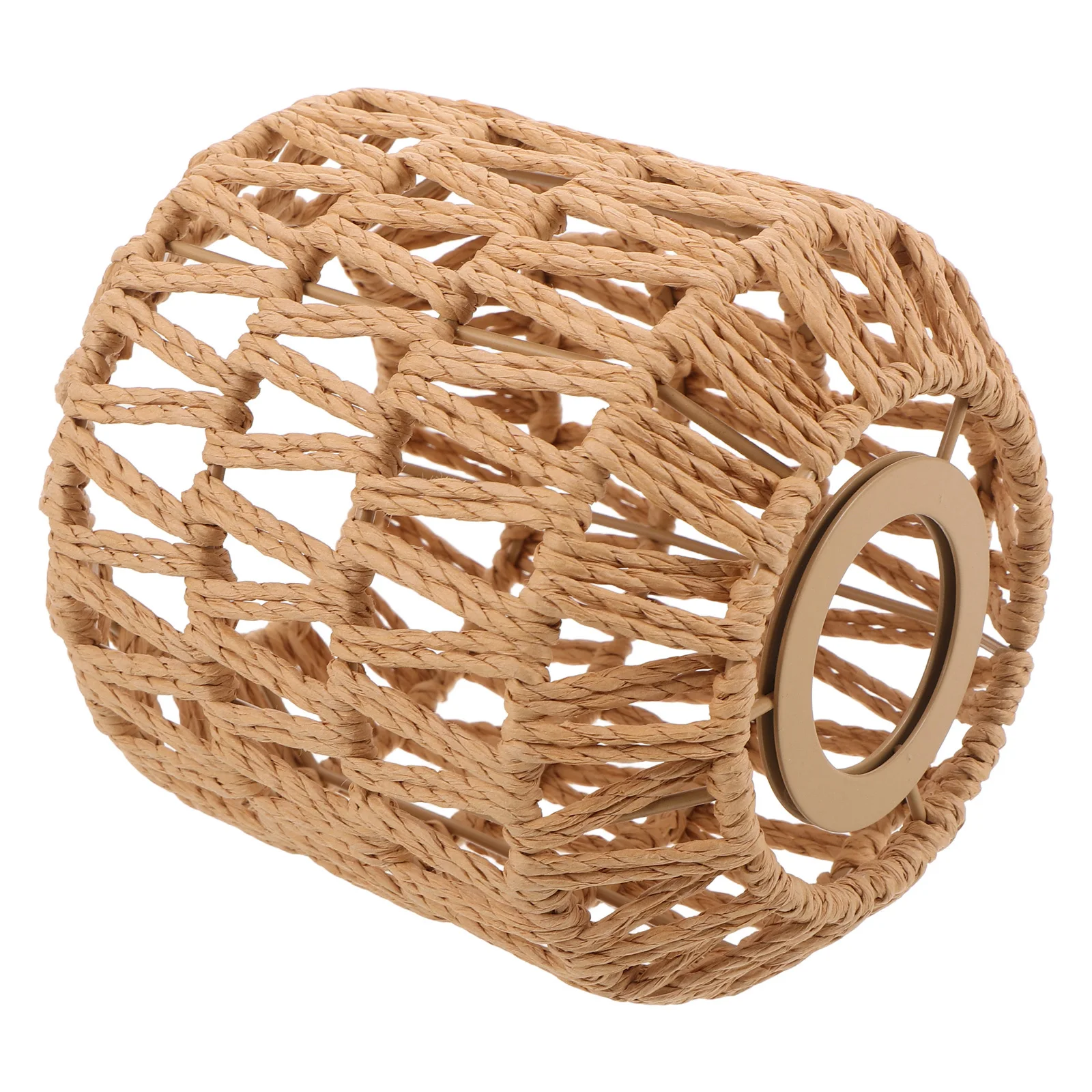 

1pcs Hand Woven Lampshade Simulation Rattan Pendant Light Shade Paper Rope Ceiling Bulb Cover For Cafe Restaurant - Bohemian