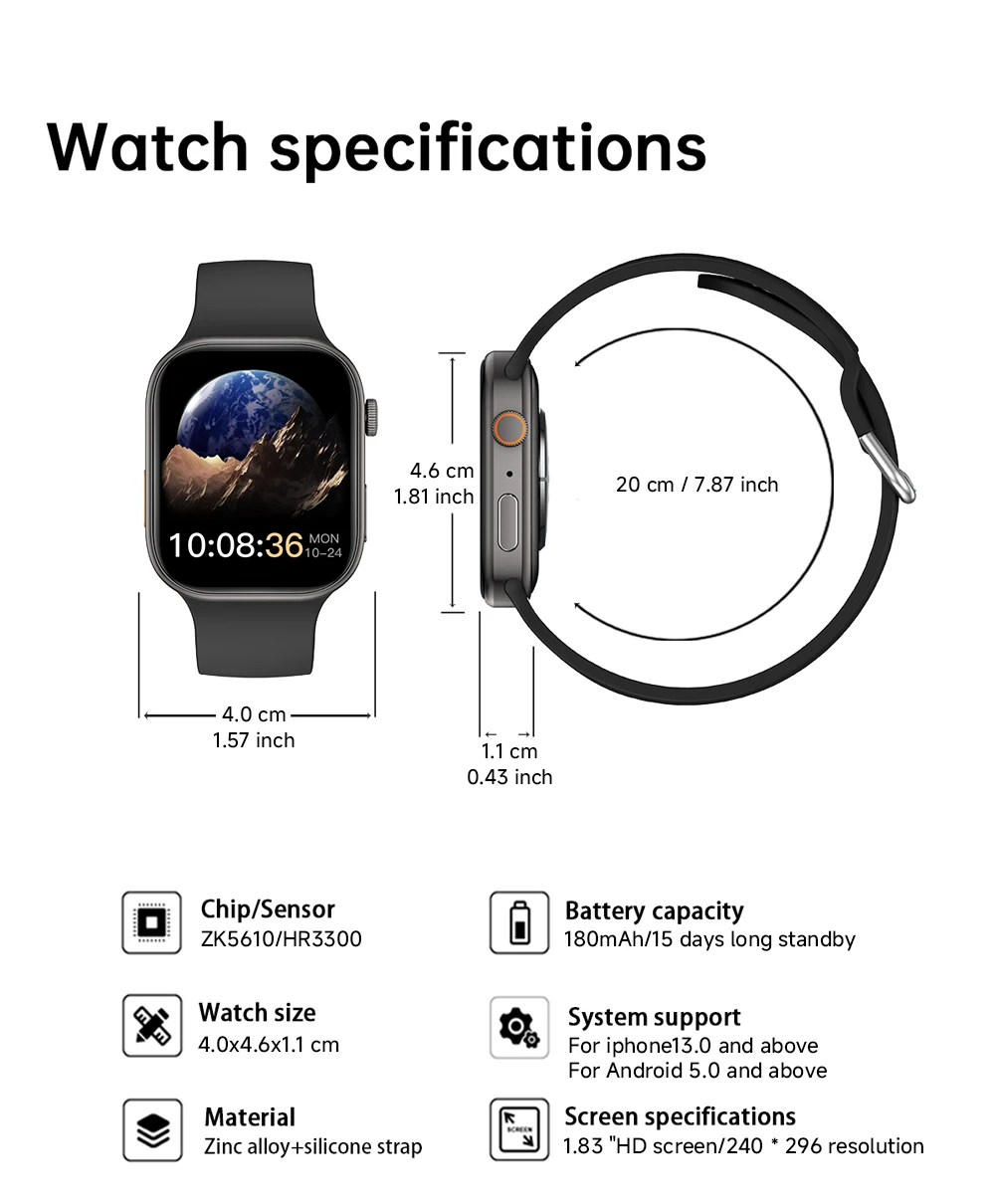 NIEUWE Smartwatch 1.83 "HD Scherm Slaap- en Gezondheidsmonitoring Bluetooth Oproep Multi-Sportmodi Mode Slimme Horloges Voor Vrouwen Mannen Gift