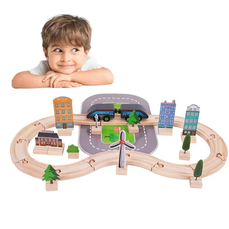 

Rail Toys With Train 46pcs Children's Reusable Rail Puzzle Toy Drop Resistant Puzzles With Bright Colors For Gift Early