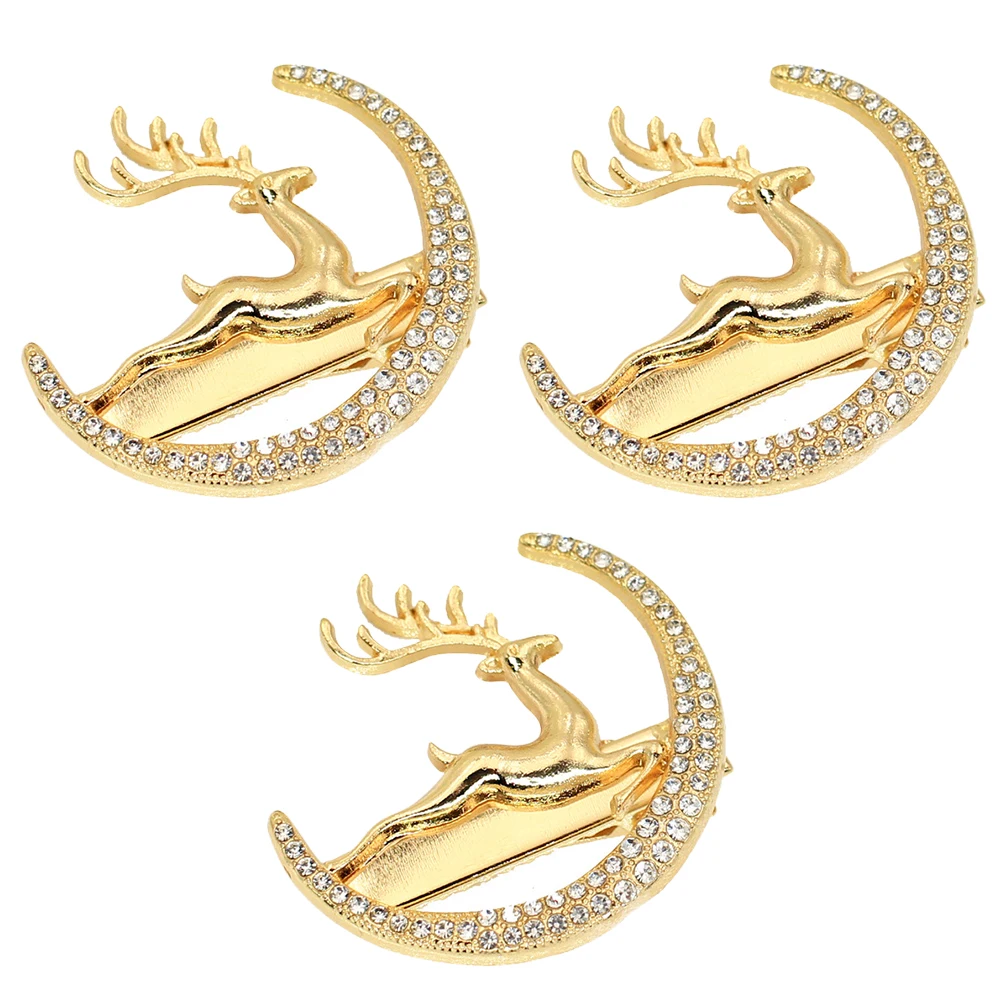

3pcs Metal Hairpin Rhinestone Clips for Women Wedding Accessories Deer Barrette Hair Decorations Elegant Zinc Alloy