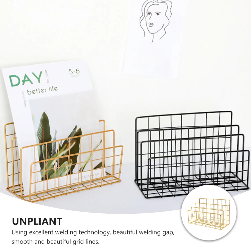 

Mail Manager Metal File Rack 3 Compartments Desk Organizer Wire Book Holder Magazine Storage Home Office Use