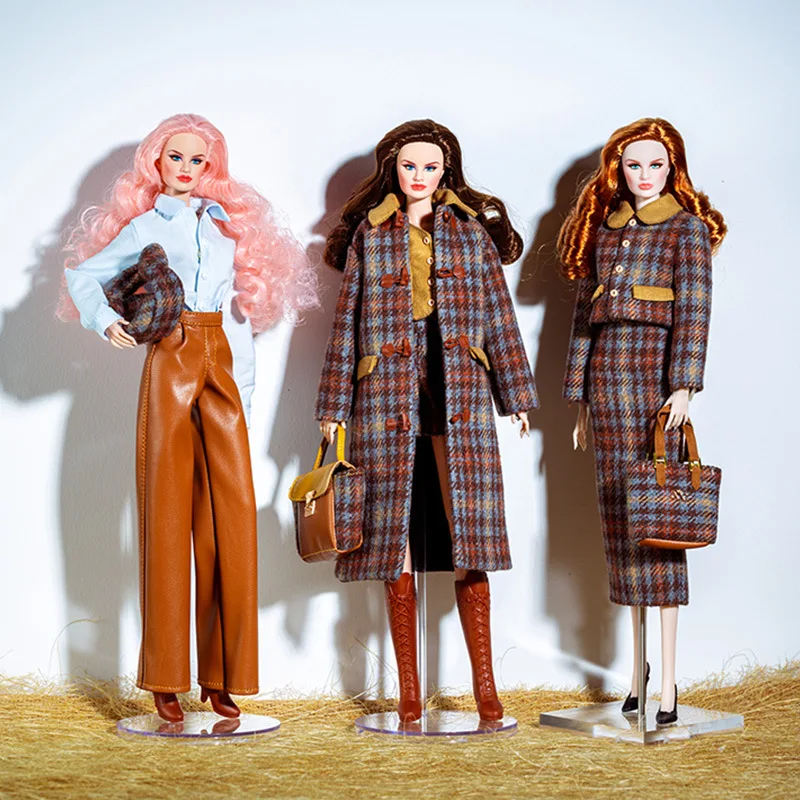 

Высококачественный модный клетчатый костюм для куклы-супермоды 1/6 BJD, изысканное пальто, рубашка, кожаные штаны, 30 см, аксессуары для кукол, одежда