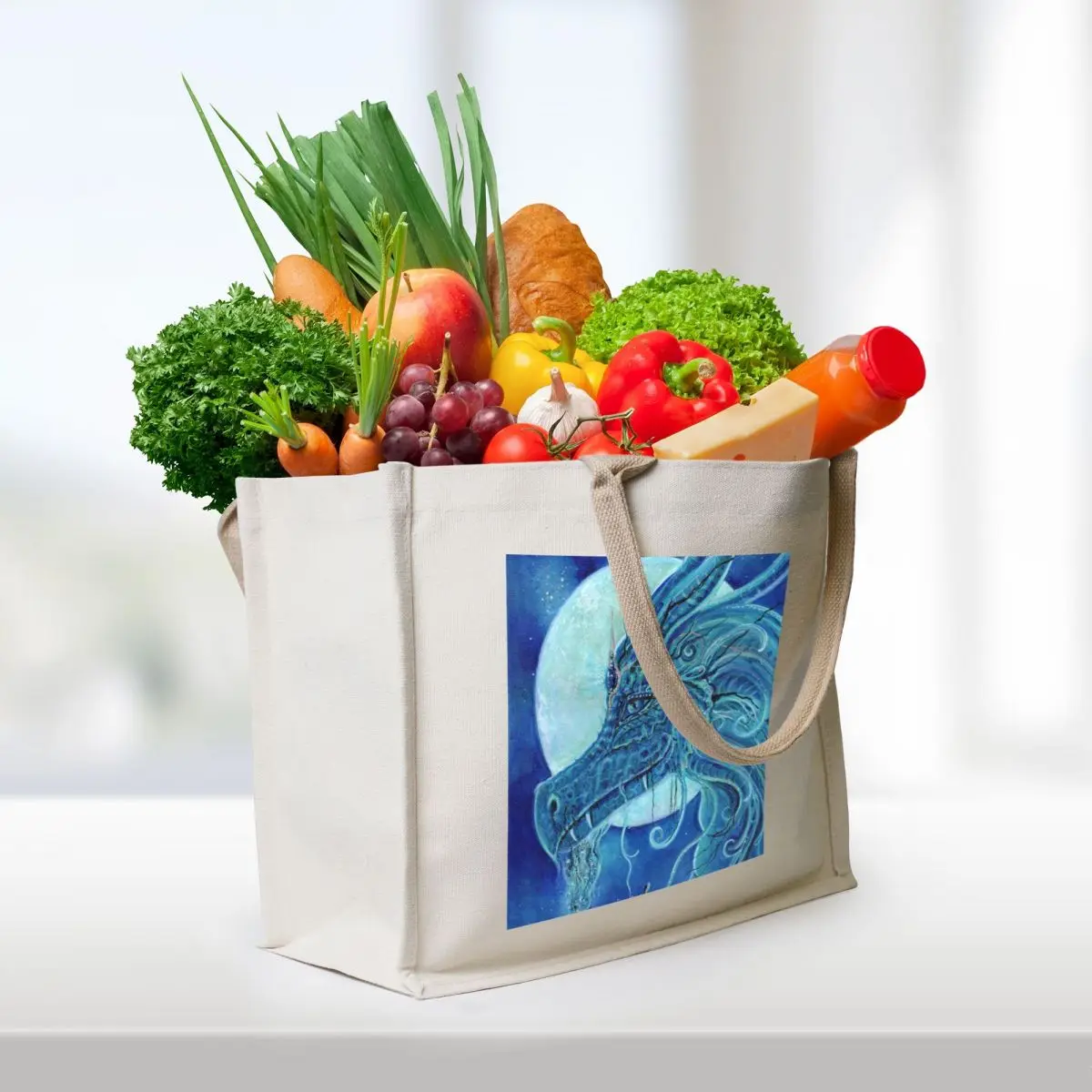 The blue dragon portrait Tote Bag sac pour femme shopping cart bags hand bags