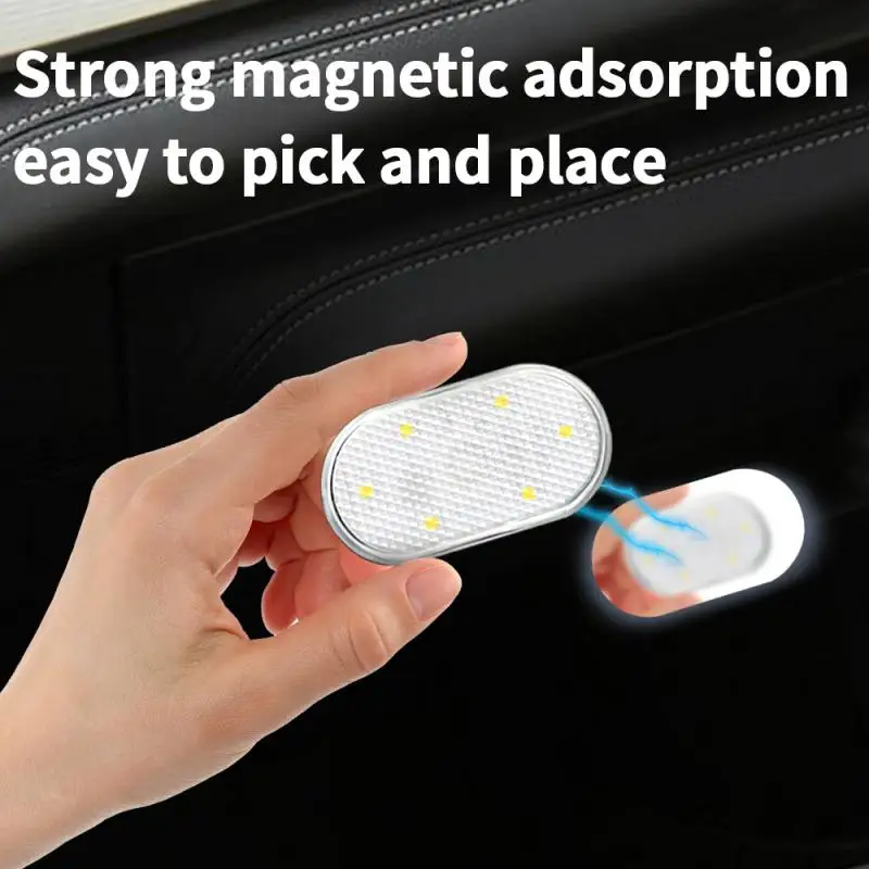 LED Night Light Cabinet Closet Lighting Charging Touch Kitchen Lights Magnetic Car Interior Ceiling Lamp Reading Book Light