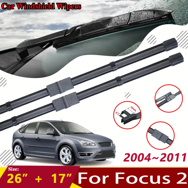 2x Car Front Wiper Blades For Ford Focus 2 2.5 MK2 MK2.5 2004 2005~2011 Cleaning Windscreen Windshield Accessories Brushe Washer