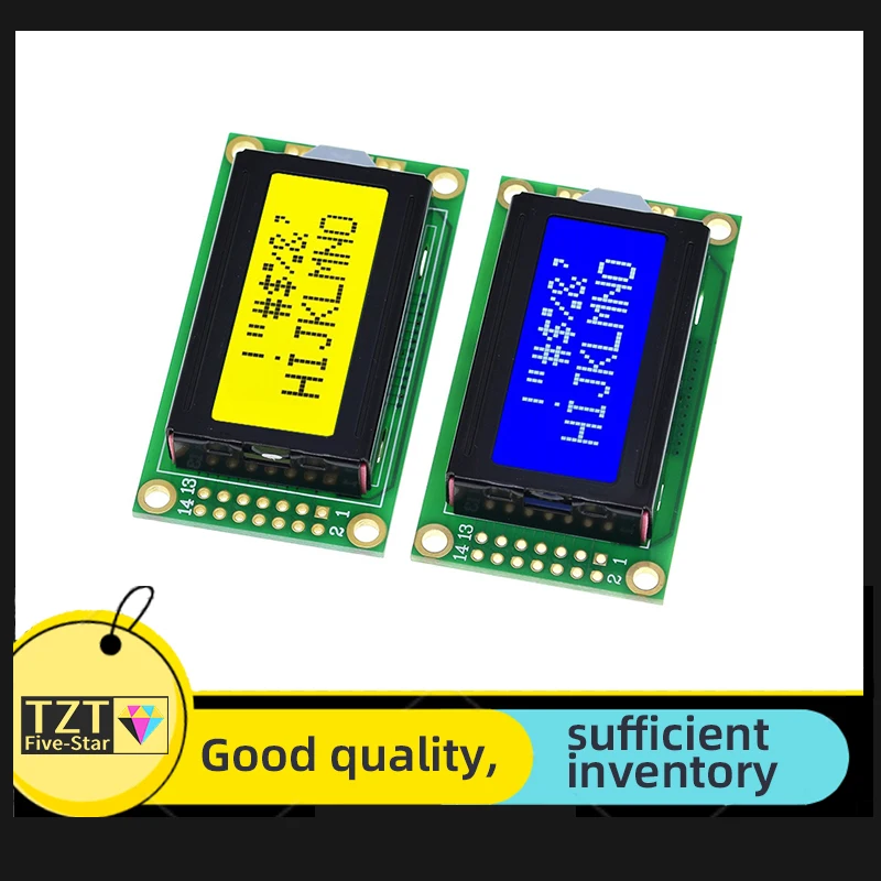 GREATZT 8 x 2 LCD Module 0802 Character Display Screen Blue / Yellow Green For Arduino
