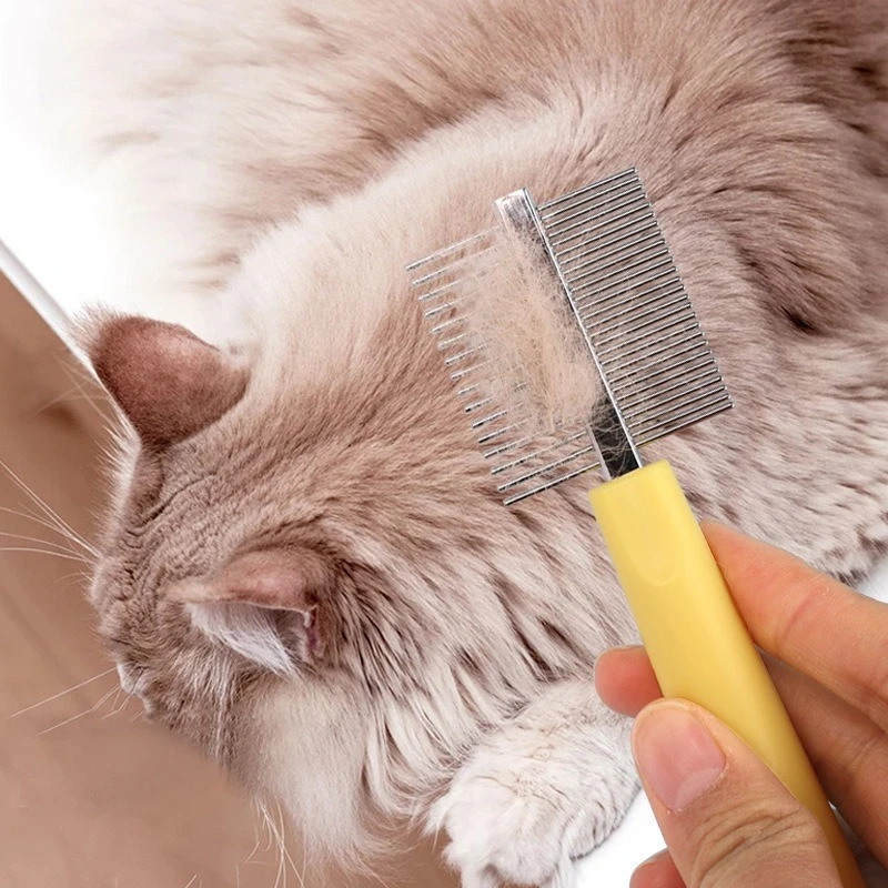 Professional Pet Comb for Cats Dogs Two Sided Grooming Rake Fine and Coarse Teeth Deshedding Dematting Brush for Long Short Hair