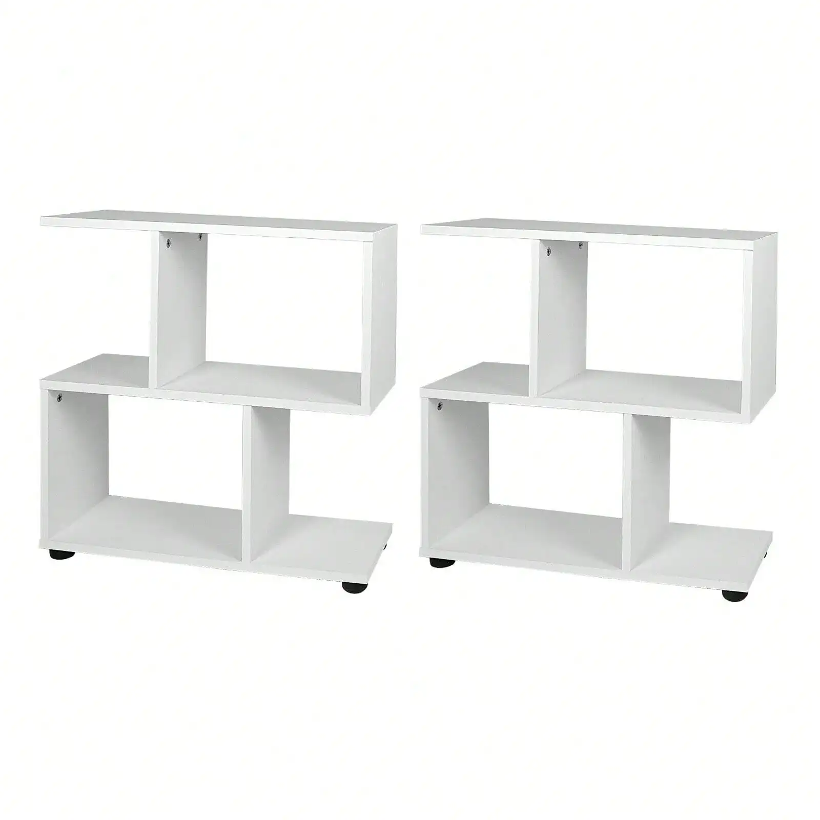 

2 PCS 2-Tier Bookshelf Free Standing Display S-Shaped Shelf Storage Rack