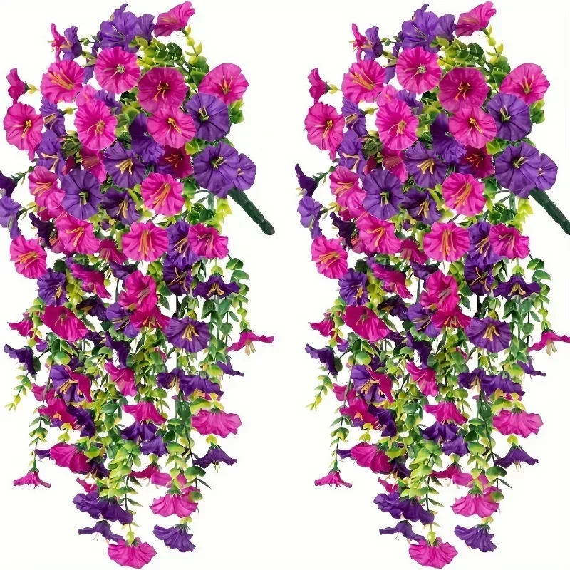 Durable Artificial Morning Glory Hanging Flowers UV Resistant Fake Garland for Home Garden Wedding Outdoor Party Decor